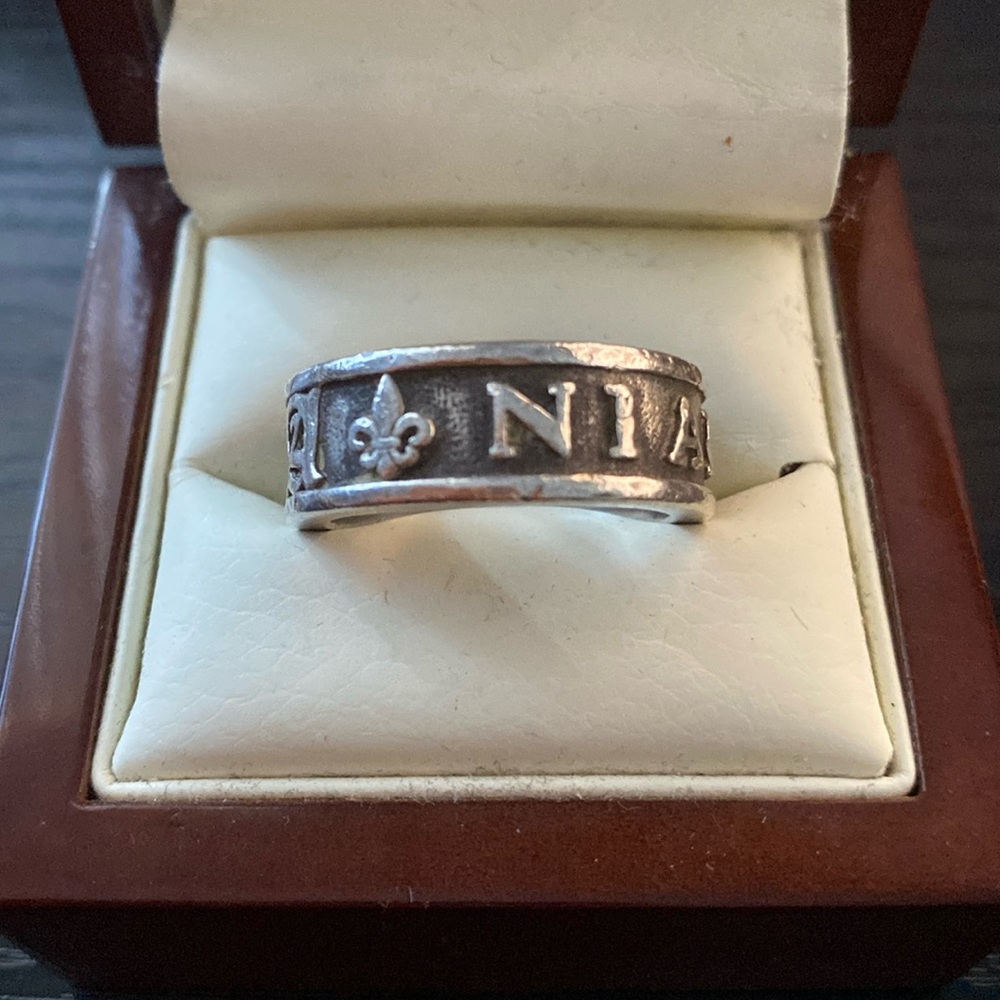 NIALAYA Sterling Silver Engraved Band Ring – Men’s Size 11